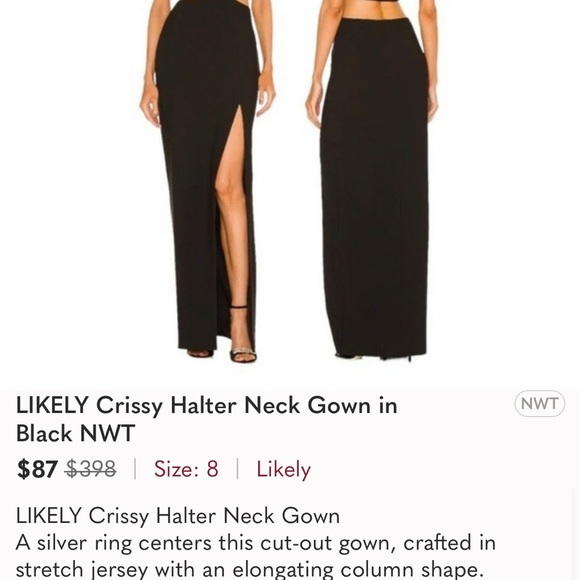 LIKELY Revolve Crissy Halter Neck Gown in Black NWT - Picture 9 of 12